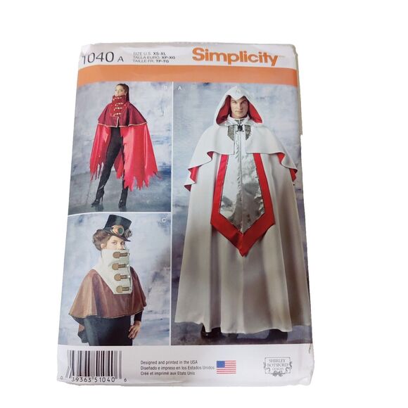 Simplicity 1040  Steampunk Capes  Size XS-XL Uncut - Picture 1 of 4